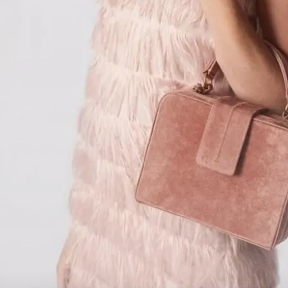 The Love and Lore Velvet Top Handle Box Bag Has a Rose Velvet Finish - Picture 9 of 9